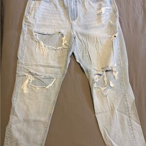 American Eagle Outfitters Blue Straight Leg Distressed Jeans